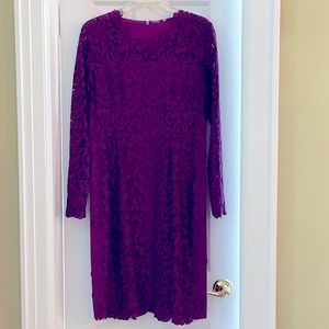 ELIE TAAHARI Beautiful Lace dress ,size 10 purple color NEW Condition
